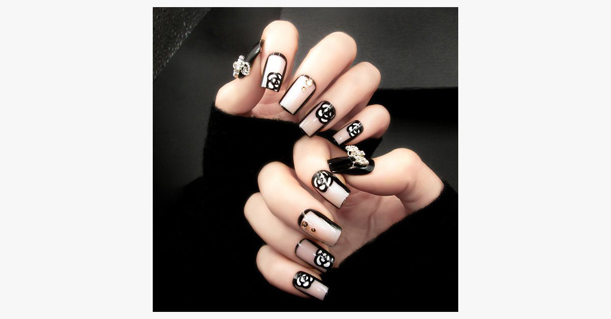 BowLift | Black Rose Transparent Nails