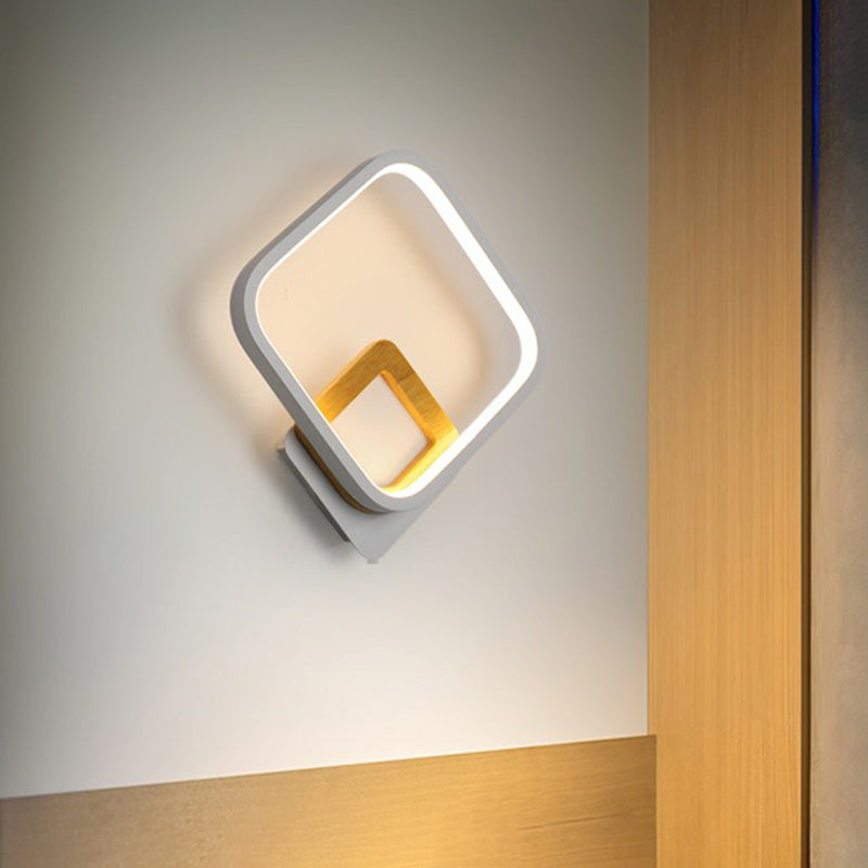 BowLift | White Square Wall Sconce Lamp Minimalistic LED Metal Wall Lamp for the Bedroom