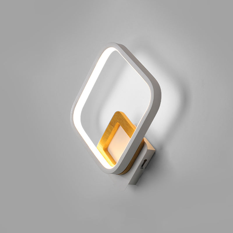 BowLift | White Square Wall Sconce Lamp Minimalistic LED Metal Wall Lamp for the Bedroom