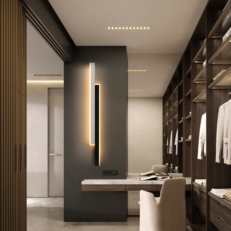 BowLift | Black-White Linear LED Wall Light Minimalist Metal Ceiling Lamp for Hallway