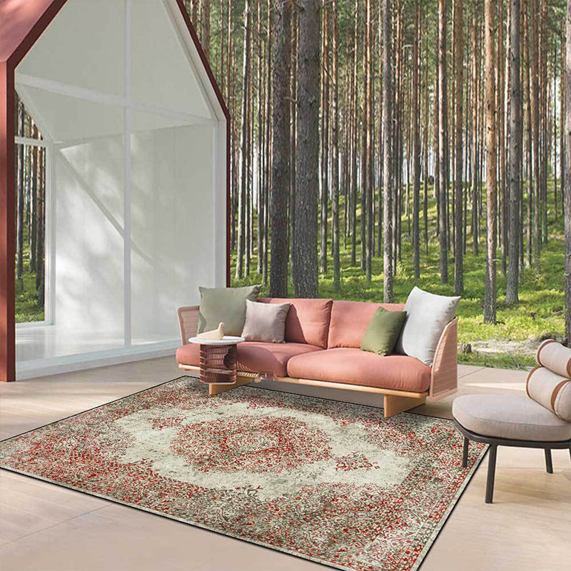 BowLift | Shabby Chic Geometric Printed Rug Multicolored Polyester Area Rug With Non-Slip Backing Pet-Friendly Indoor Rug for The Living Room