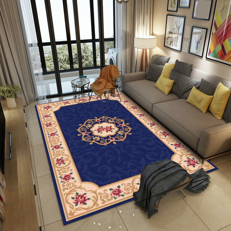 BowLift | Shabby Chic Living Room Rug Multicolor Floral Pattern Indoor Rug Cotton Blend Non-Slip Back Pet-Friendly Area Rug