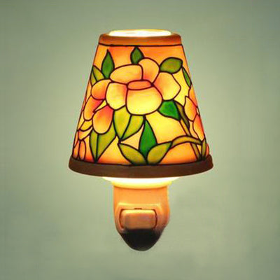 BowLift | Ceramic Flower/Rose Night Lamp with Tapse Shade 1 Light Lodge Wall Lighting for Bed
