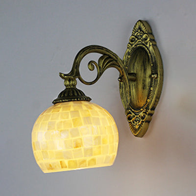 BowLift | 1 Light White-Grey/Beige/Yellow-Blue Glass Wall Lighting with Shade Tiffany Loft Shell Wall Light for Bedroom