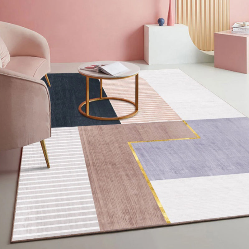 BowLift | Multi Color Simple Rug Polypropylene Color Block Area Rug Non-Slip Backing Stain Resistant Indoor Mat for Room