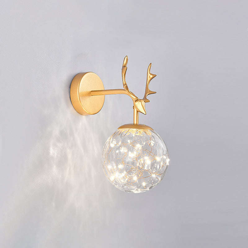 BowLift | Antler and Ball Bedroom Wall Light Glass LED Minimalist Wall Mount Lamp with Star Light String