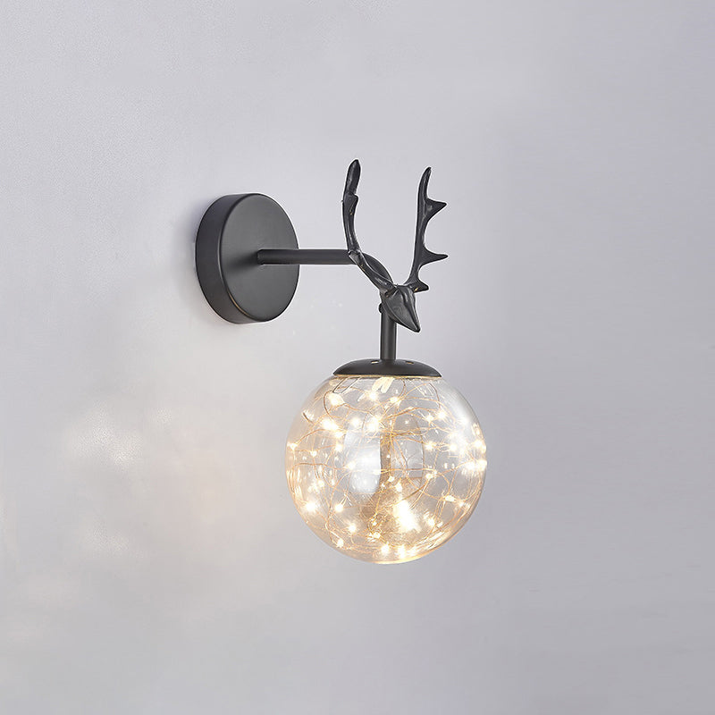 BowLift | Antler and Ball Bedroom Wall Light Glass LED Minimalist Wall Mount Lamp with Star Light String
