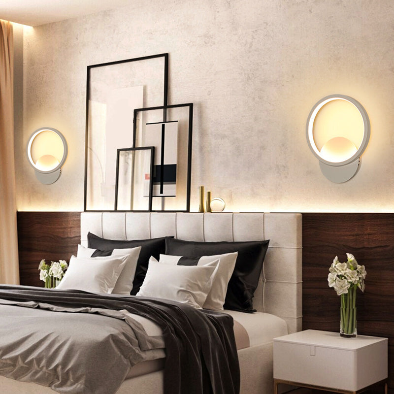 BowLift | White geometrically shaped wall lamp Simplicity LED metal wall lamp wall light for staircase