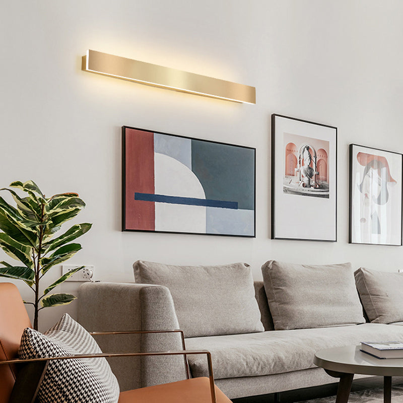 BowLift | Aluminium Beam-Shaped Flush Wall Sconce Minimalist Gold-Plated LED Wall Lamp for Living Room