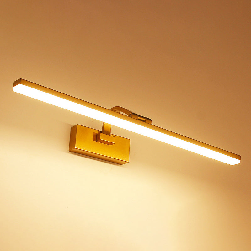 BowLift | Brass Linear Cosmetic Mirror LED Lamp Modern Acrylic Wall Mount Light with Swivel Arm