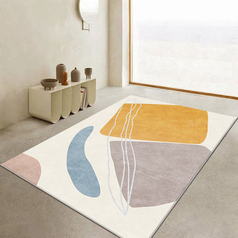 BowLift | Yellow Decorative Mat Trendy Color Block Indoor Mat Cotton Blend Non-Slip Back Stain-Resistant Carpet Surface