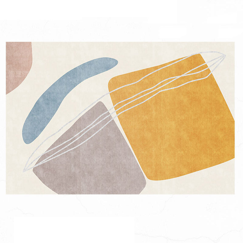 BowLift | Yellow Decorative Mat Trendy Color Block Indoor Mat Cotton Blend Non-Slip Back Stain-Resistant Carpet Surface