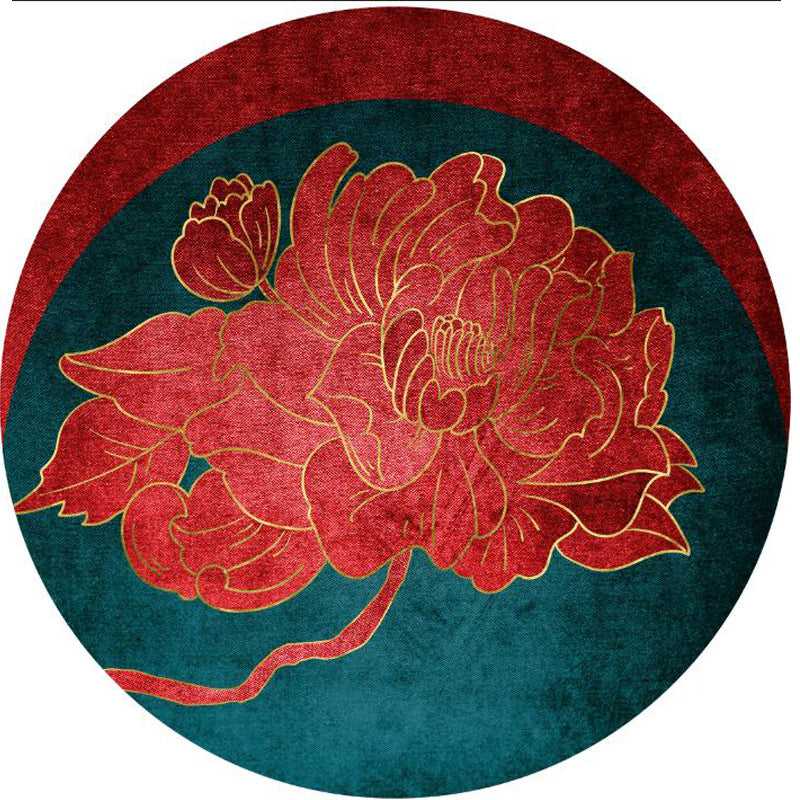 BowLift | Chinese Decorative Carpet Multicolored Crane Printed Area Rug Synthetic Non-Slip Back Easy Maintenance Area Rug