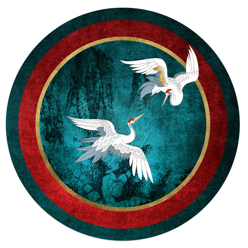 BowLift | Chinese Decorative Carpet Multicolored Crane Printed Area Rug Synthetic Non-Slip Back Easy Maintenance Area Rug