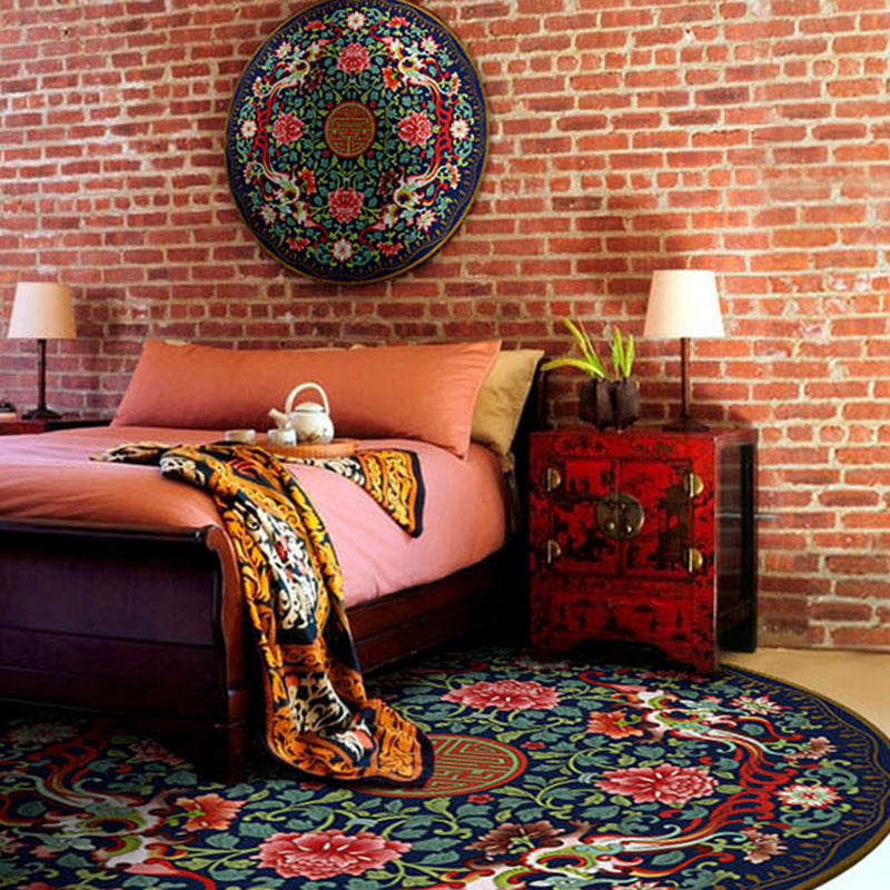 BowLift | Chinoiserie Floral Printed Rug Multicolor Polypropylene Indoor Rug Non-Slip Pet-Friendly Area Rug for Decoration