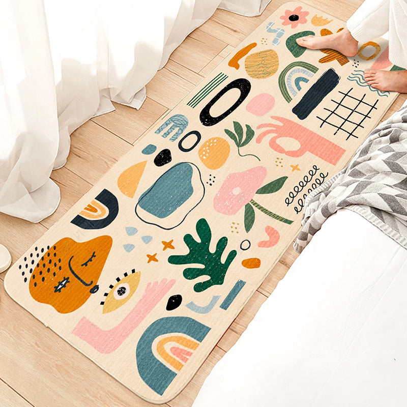 BowLift | Cute Bedroom Rug Multicolored Cartoon Print Indoor Rug Polyester Anti-Slip Back Pet-Friendly Carpet