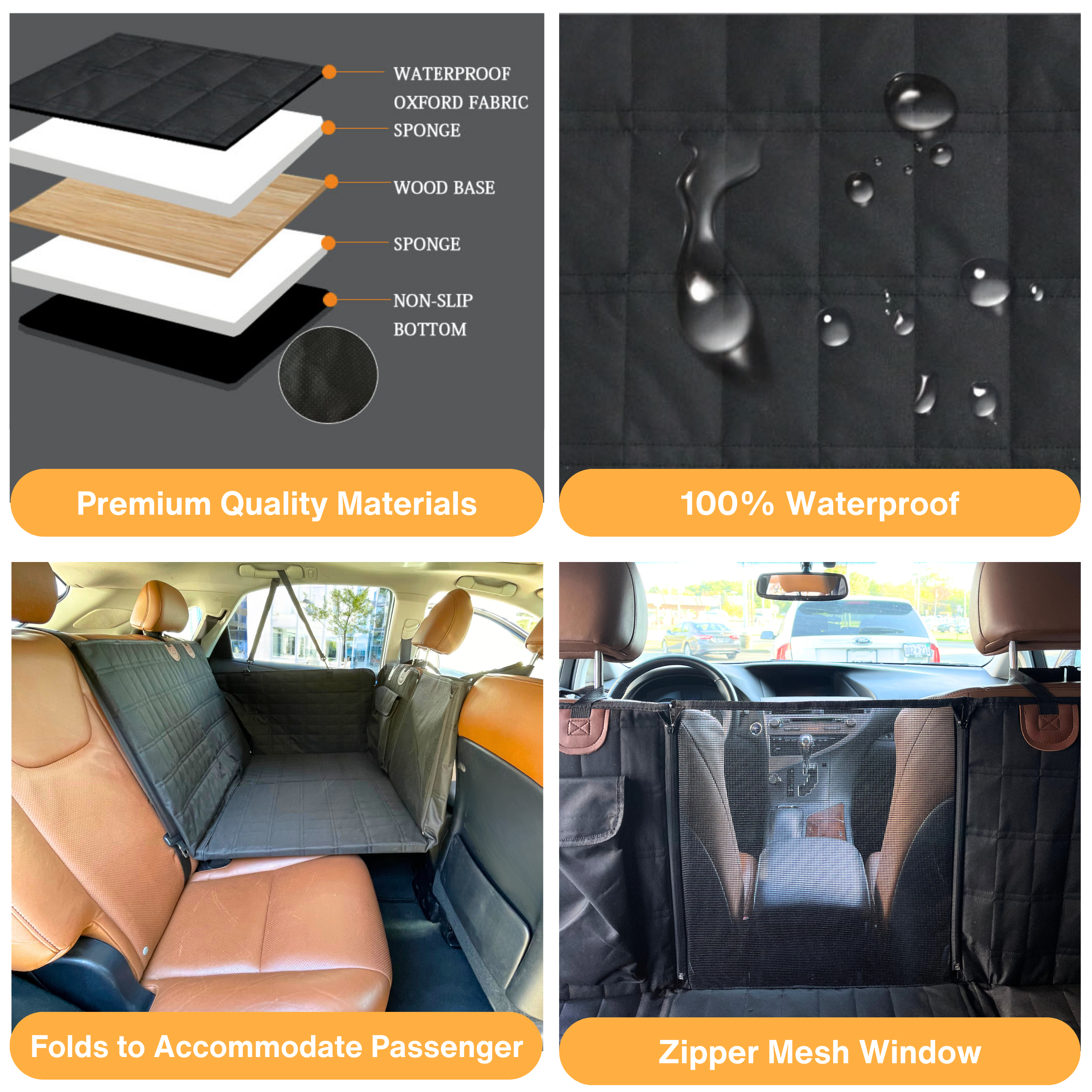 BowLift | Backseat Extender for Dogs - Black with Door Covers