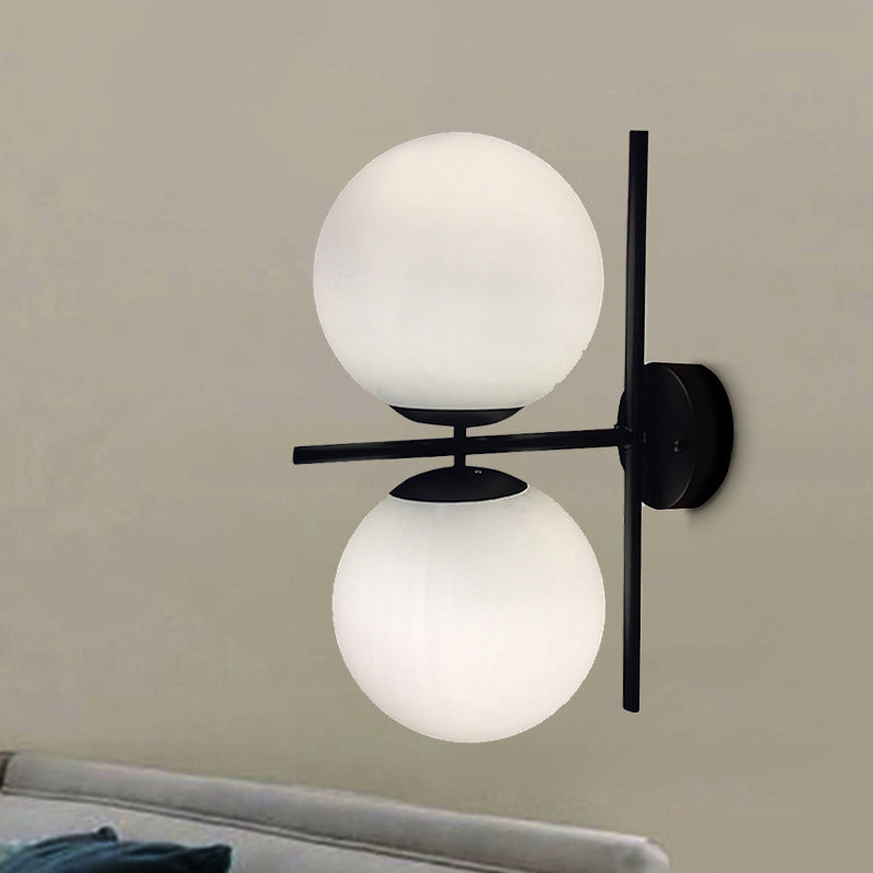 BowLift | Black spherical wall lighting modern opal glass 1 light living room wall lamp light