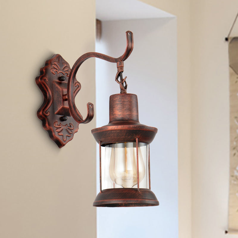 BowLift | Weather Copper A Light Wall Lamp Rustic Style Clear Glass Petroleum Lighting Fixture