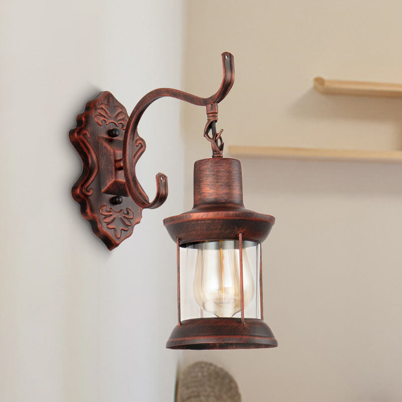 BowLift | Weather Copper A Light Wall Lamp Rustic Style Clear Glass Petroleum Lighting Fixture