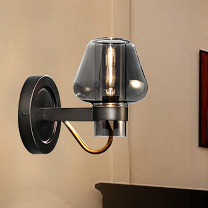 BowLift | Black Single-Lamp Wall Light Modern Smoke Glass Mushroom Lighting for the Bedroom