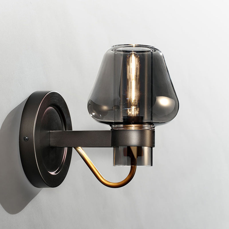 BowLift | Black Single-Lamp Wall Light Modern Smoke Glass Mushroom Lighting for the Bedroom
