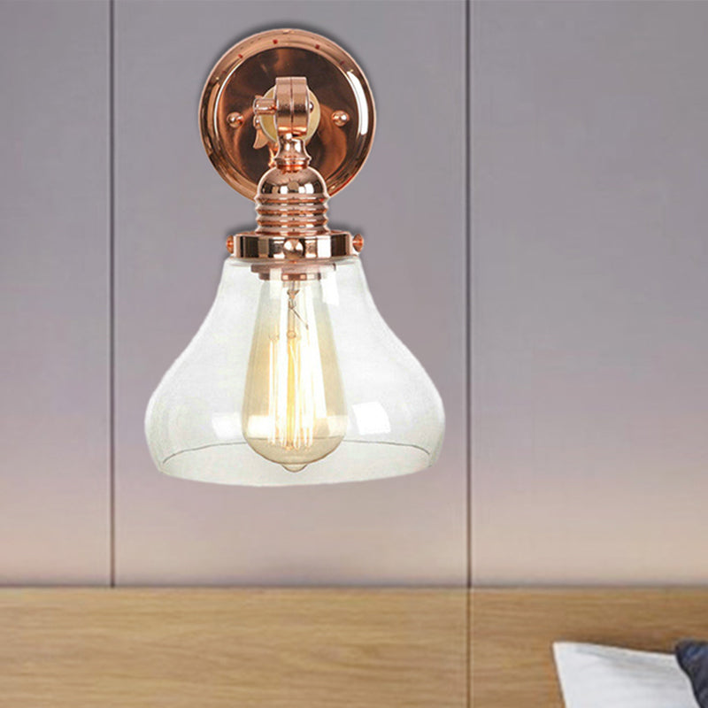 BowLift | Pear-shaped living room wall lamp vintage clear glass 1 light rose gold wall lamp