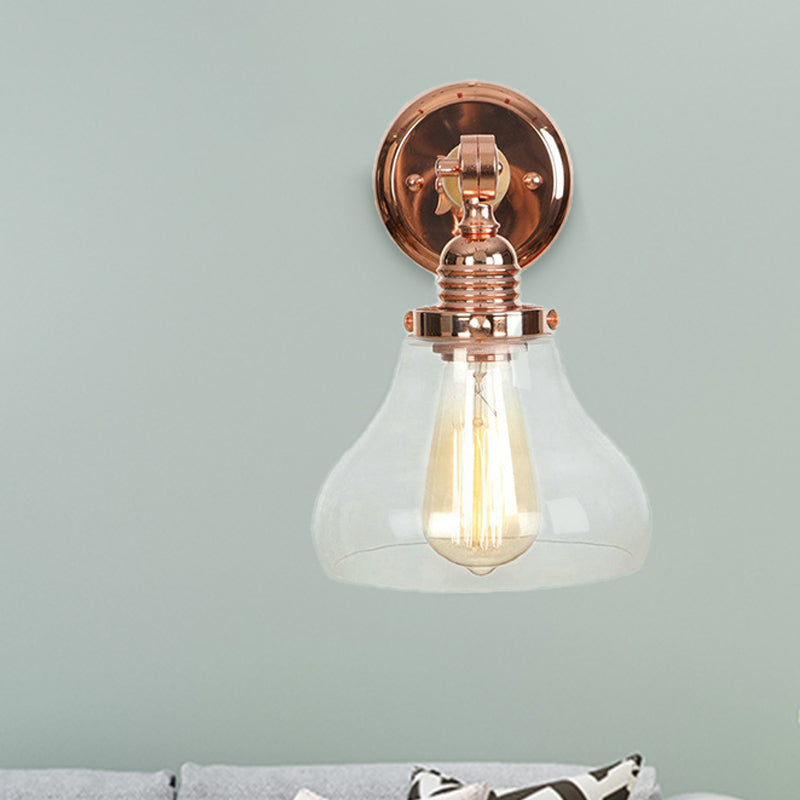BowLift | Pear-shaped living room wall lamp vintage clear glass 1 light rose gold wall lamp