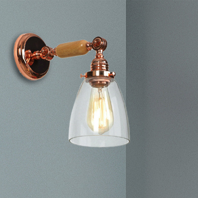 BowLift | A wall light with a conical shade made of clear glass industrial design living room wall lamp