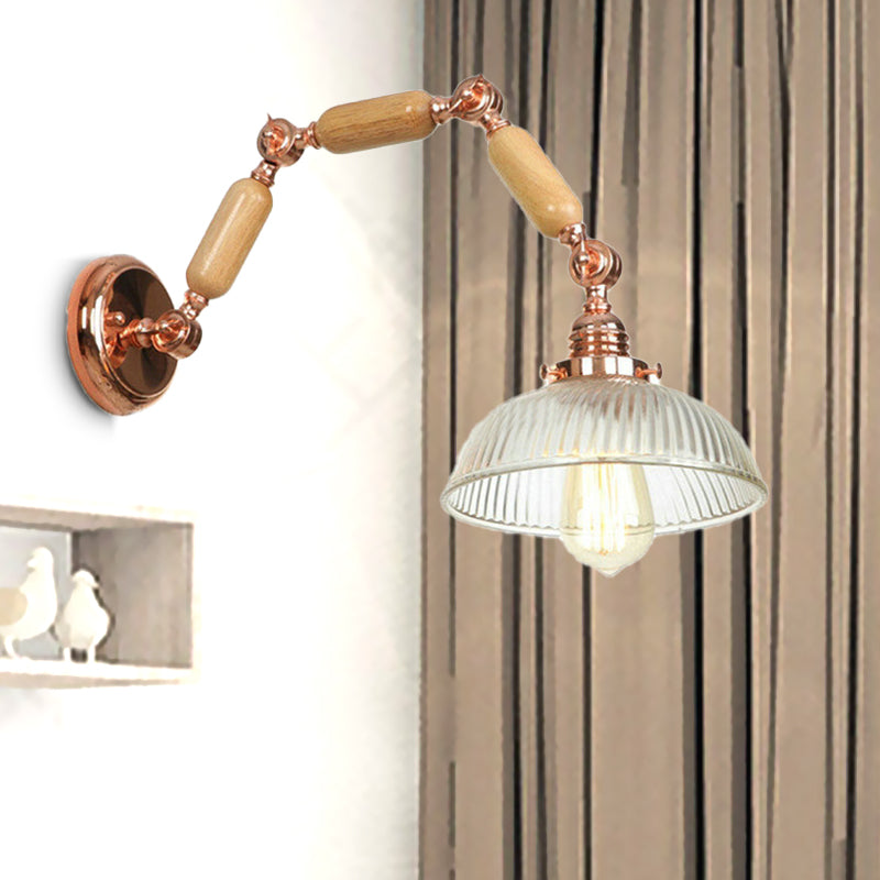 BowLift | A wall lamp with a bowl shade ribbed glass vintage style living room wall light fixture