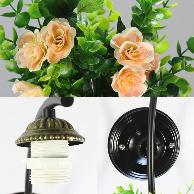 BowLift | Dome Wall Lamp Tiffany Colored Glass 1 Head Yellow/Clear/Blue Wall Lamp Fixture with Flower Decoration