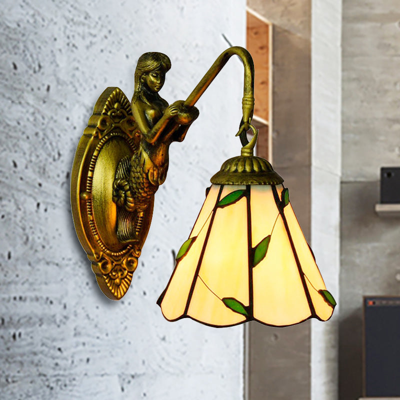 BowLift | 1 Main Installation Lighting Tiffany Lily Blue/Yellow Glass Wall Lamp for Hallway