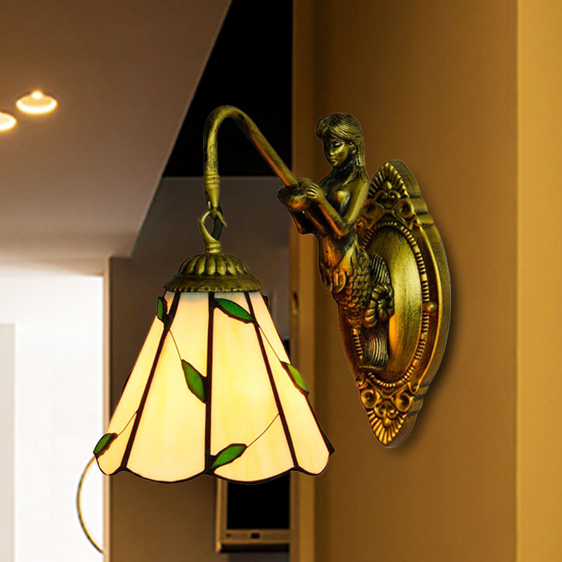 BowLift | 1 Main Installation Lighting Tiffany Lily Blue/Yellow Glass Wall Lamp for Hallway