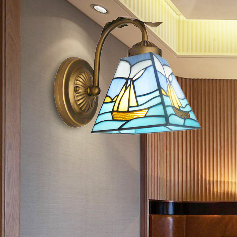 BowLift | 1 Light Sailboat Wall Lamp Light Nautical Glass Window Wall Mount Light in Brass