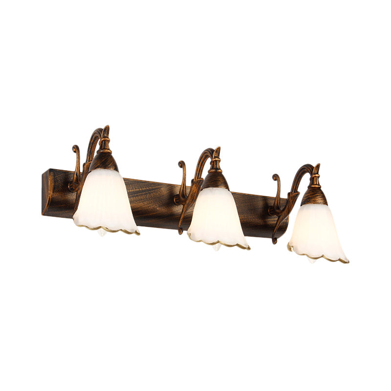 BowLift | Flower Bath Wall Light Classic Opal Glass 2/3/4 Lights Bronze/White Make-Up Lighting