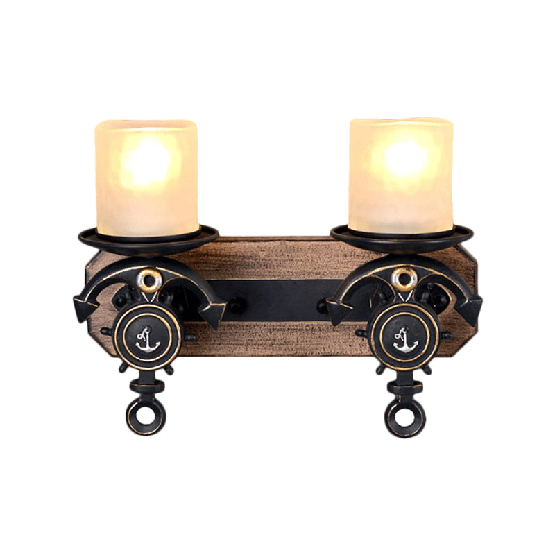BowLift | Candlestick Wall Lamp Country Style Opal Glass 1/2-Light Black and Gold Wall Fixture with Resin Anchor Design