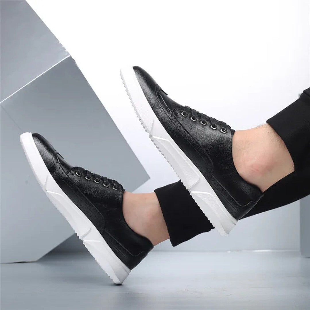 Leather Brogue Sneakers with Rubber Sole