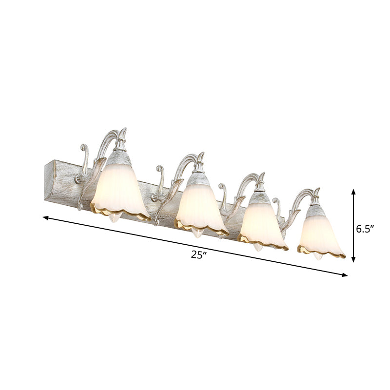 BowLift | Flower Bath Wall Light Classic Opal Glass 2/3/4 Lights Bronze/White Make-Up Lighting