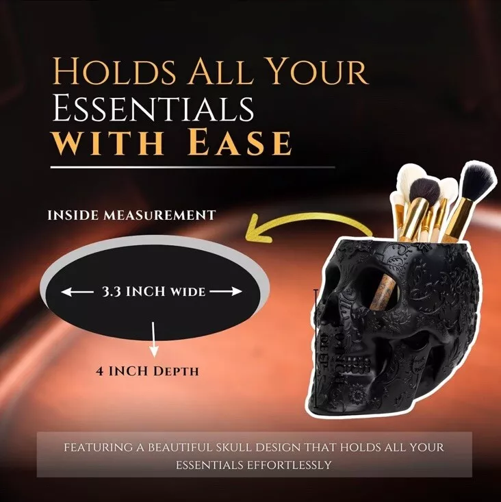 BowLift | Black Skull Makeup Brush Holder