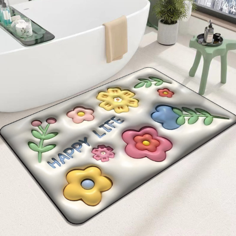 BowLift | 3D flower soft diatom mud absorbent floor mat