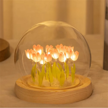 BowLift | Handmade Artificial Tulip LED Night Light Bedside Table Lamp for Bedroom and Gift Decor
