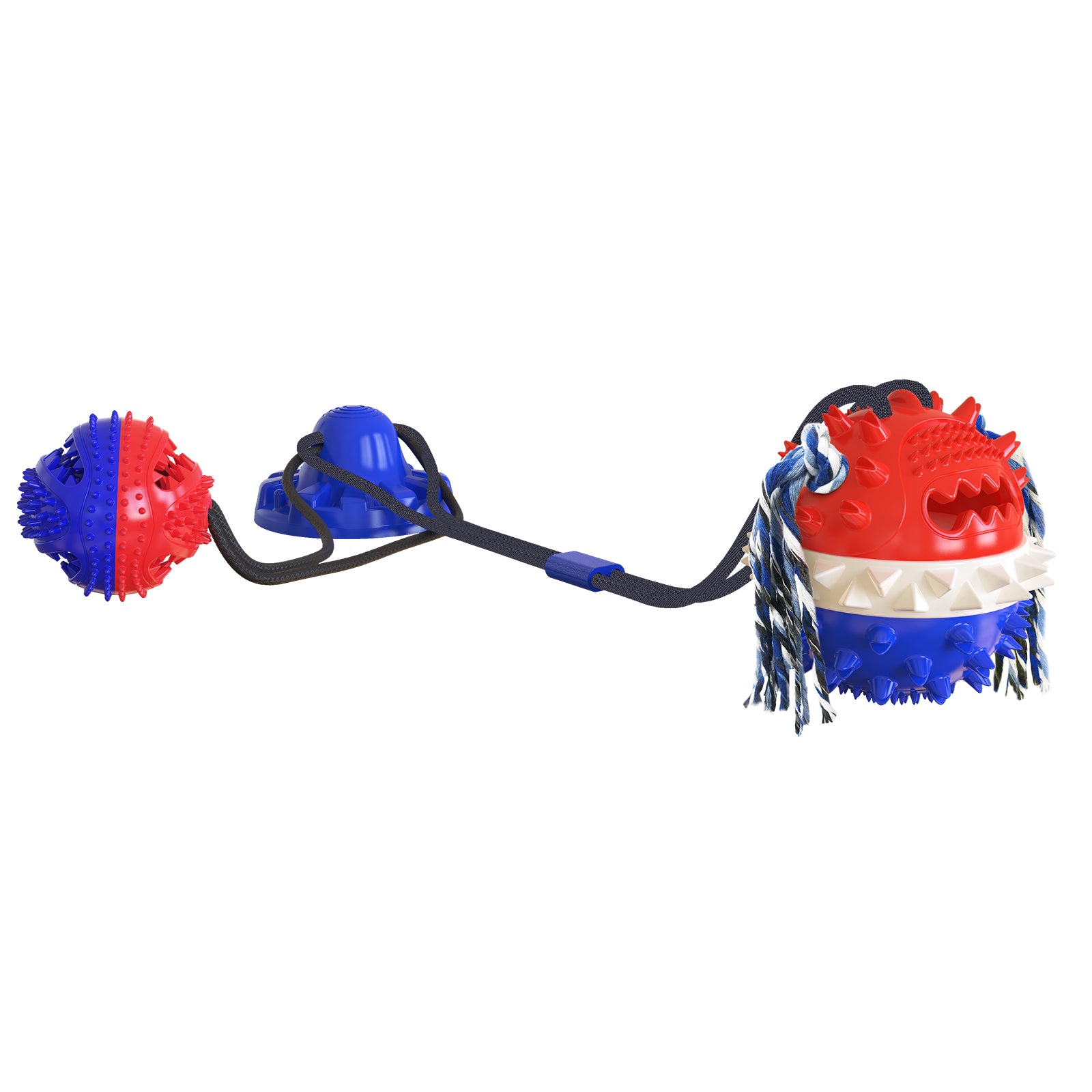 Enhanced Suction Cup Rope Ball Type B – Double Ball Chew Toy for Dogs