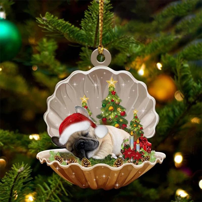 BowLift | French Bulldog - Sleeping Pearl in Christmas Double Ornament