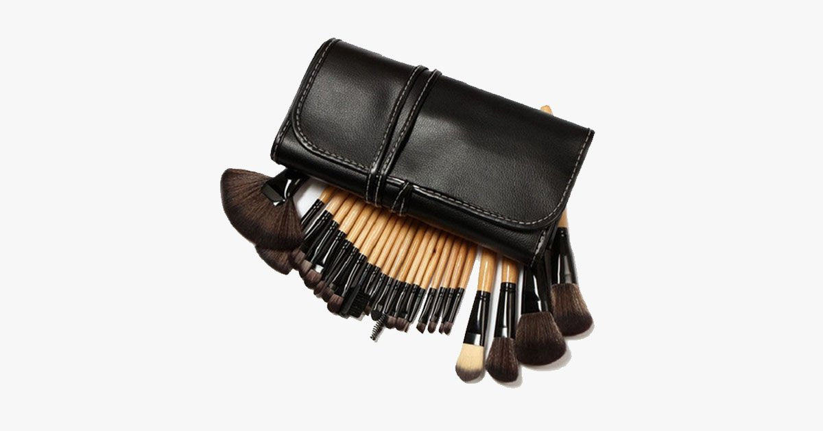 BowLift | Professional Makeup Brush Set with 32 Brushes and 1 Bag - Brown