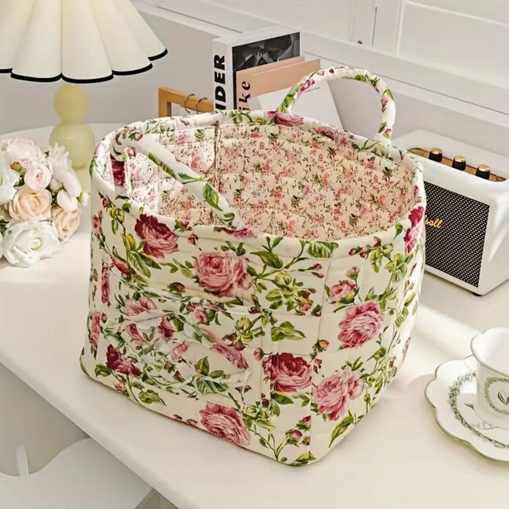 BowLift | Delicate Floral Canvas Storage Basket
