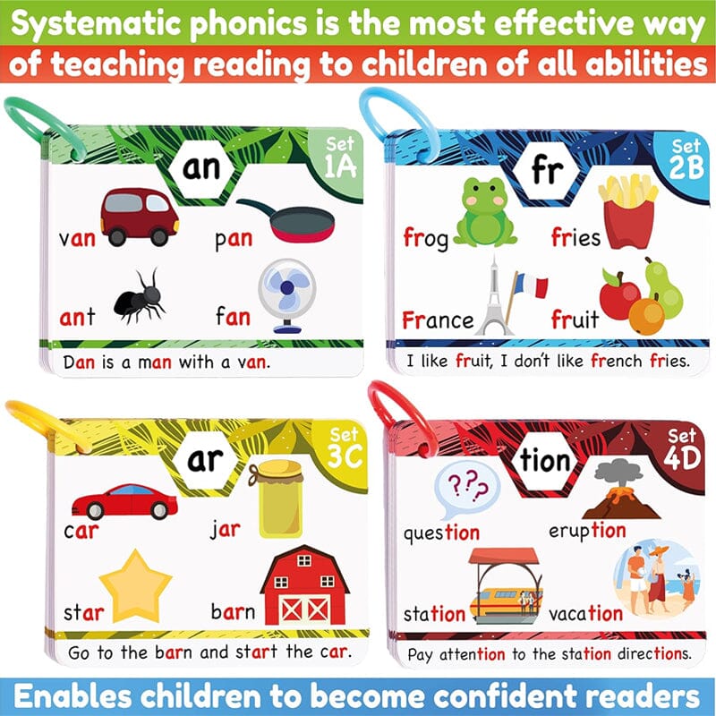 BowLift | Phonics Flashcards - Learning to read in 20 steps - Digraphs CVC mixtures long vowel sounds