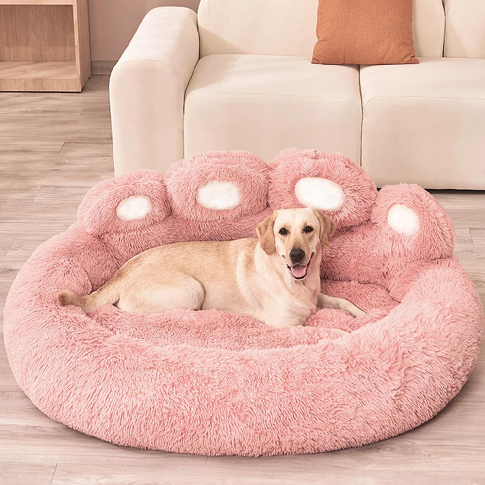 PlushHaven • Plush Paw-Shaped Dog Bed