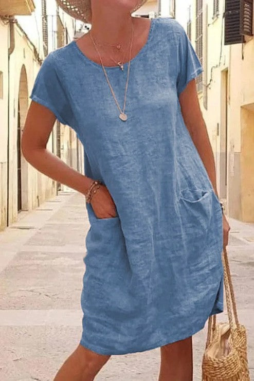 Relaxed Shirt Dress in Linen Blend