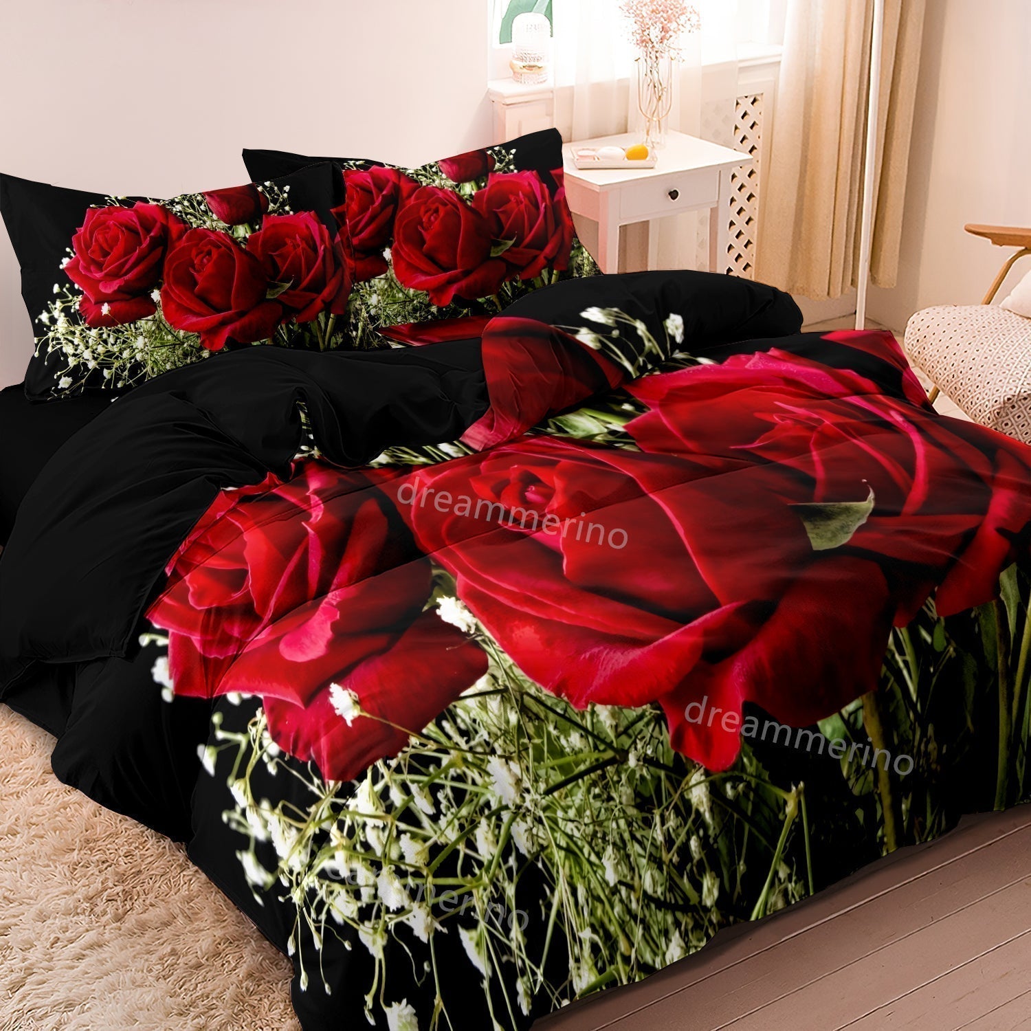 BowLift | PetalWhispers - Romantic Rose Bed Linen