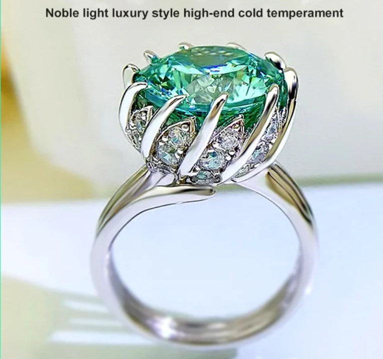 BowLift | 6 Carat Paraiba Blue-green Lotus Diamond Ring